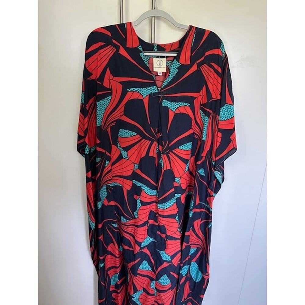 Lola Faturoti Loves Life Kaftan Red Navy Green Size XS